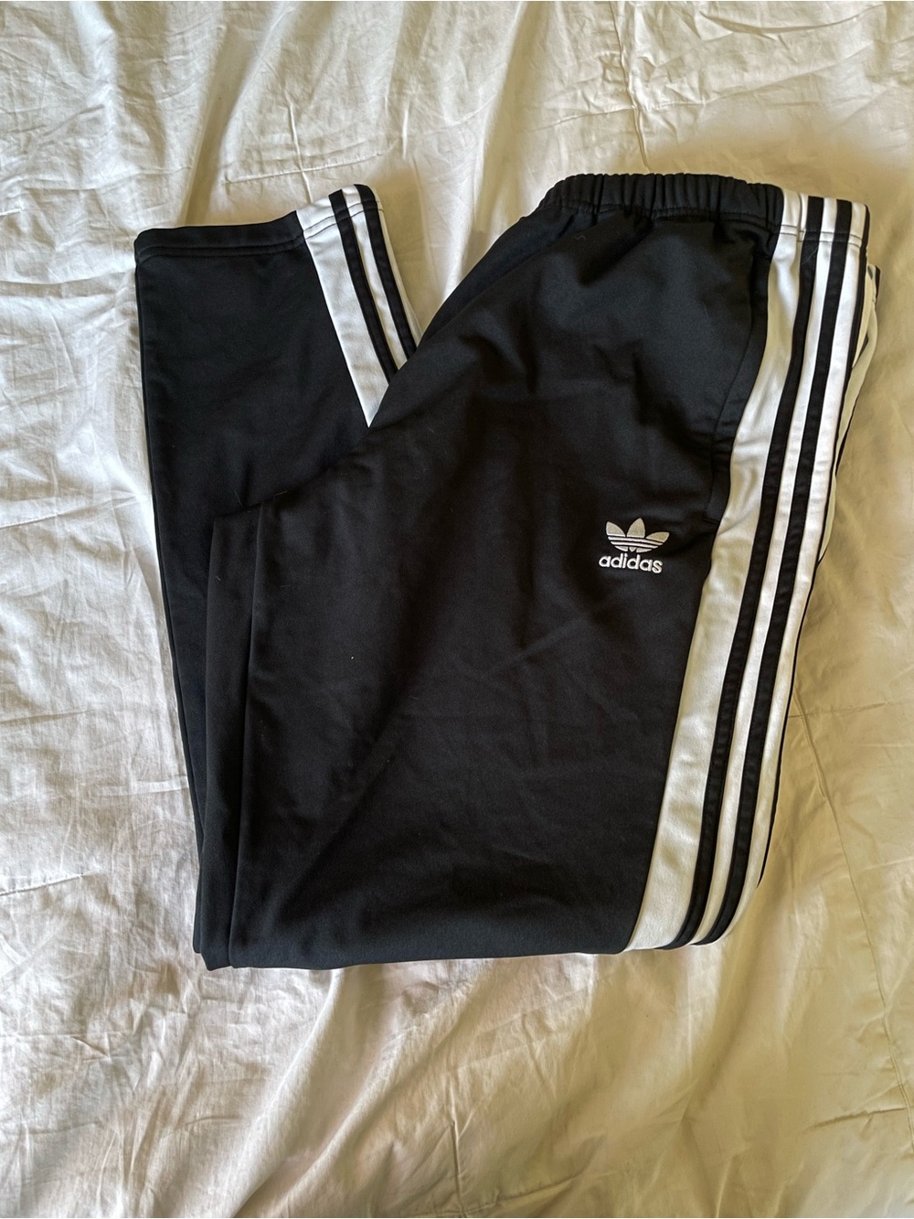 adidas Black Joggers with White Three-Stripes